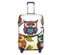 HCBPWVQA Luggage Cover Protector Washable Stretch Suitcase Protector Owls Birds Suitcase Cover Anti-Scratch Travel Baggage Covers Fits 18-32 Inch Luggage Protectors, Black, X-Large