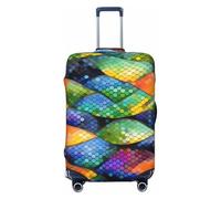 HCBPWVQA Luggage Cover Protector Washable Stretch Suitcase Protector Rainbow Fish Scale Suitcase Cover Anti-Scratch Travel Baggage Covers Fits 18-32 Inch Luggage Protectors, Black, M