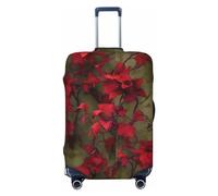 HCBPWVQA Luggage Cover Protector Washable Stretch Suitcase Protector Red Flower Vine Suitcase Cover Anti-Scratch Travel Baggage Covers Fits 18-32 Inch Luggage Protectors, Black, L
