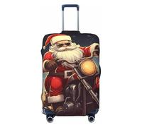 HCBPWVQA Luggage Cover Protector Washable Stretch Suitcase Protector Santa Claus Biker Riding Suitcase Cover Anti-Scratch Travel Baggage Covers Fits 18-32 Inch Luggage Protectors, Black, X-Large