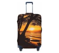 HCBPWVQA Luggage Cover Protector Washable Stretch Suitcase Protector Seashore Trees Sunset Suitcase Cover Anti-Scratch Travel Baggage Covers Fits 18-32 Inch Luggage Protectors, Black, S