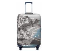 HCBPWVQA Luggage Cover Protector Washable Stretch Suitcase Protector Seaside City Suitcase Cover Anti-Scratch Travel Baggage Covers Fits 18-32 Inch Luggage Protectors, Black, XL