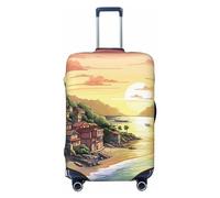 HCBPWVQA Luggage Cover Protector Washable Stretch Suitcase Protector Seaside Scenery Suitcase Cover Anti-Scratch Travel Baggage Covers Fits 18-32 Inch Luggage Protectors, Black, L