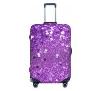 HCBPWVQA Luggage Cover Protector Washable Stretch Suitcase Protector Sparkling Purple Glitter Suitcase Cover Anti-Scratch Travel Baggage Covers Fits 18-32 Inch Luggage Protectors, Black, L