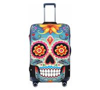 HCBPWVQA Luggage Cover Protector Washable Stretch Suitcase Protector Sugar Skulls Suitcase Cover Anti-Scratch Travel Baggage Covers Fits 18-32 Inch Luggage Protectors, Black, S