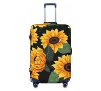 HCBPWVQA Luggage Cover Protector Washable Stretch Suitcase Protector Sunflower Pattern Suitcase Cover Anti-Scratch Travel Baggage Covers Fits 18-32 Inch Luggage Protectors, Black, M