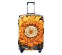 HCBPWVQA Luggage Cover Protector Washable Stretch Suitcase Protector Sunflower Surrounded by Butterflies Suitcase Cover Anti-Scratch Travel Baggage Covers Fits 18-32 Inch Luggage Protectors, Black, XL