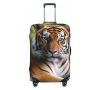 HCBPWVQA Luggage Cover Protector Washable Stretch Suitcase Protector Tiger Laying on the Grass Suitcase Cover Anti-Scratch Travel Baggage Covers Fits 18-32 Inch Luggage Protectors, Black, M