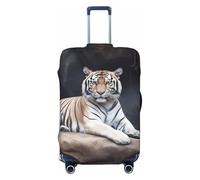 HCBPWVQA Luggage Cover Protector Washable Stretch Suitcase Protector Tiger sitting on rock animal Suitcase Cover Anti-Scratch Travel Baggage Covers Fits 18-32 Inch Luggage Protectors, Black, Medium
