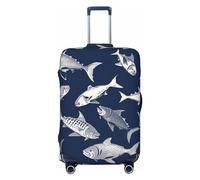 HCBPWVQA Luggage Cover Protector Washable Stretch Suitcase Protector Various Sea Fish Pattern Suitcase Cover Anti-Scratch Travel Baggage Covers Fits 18-32 Inch Luggage Protectors, Black, M
