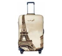 HCBPWVQA Luggage Cover Protector Washable Stretch Suitcase Protector Vintage Paris Eiffel Tower Butterfly Suitcase Cover Anti-Scratch Travel Baggage Covers Fits 18-32 Inch Luggage Protectors, Black, M