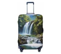 HCBPWVQA Luggage Cover Protector Washable Stretch Suitcase Protector Waterfall Landscape Painting Suitcase Cover Anti-Scratch Travel Baggage Covers Fits 18-32 Inch Luggage Protectors, Black, S