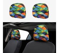 HCBPWVQA Rainbow Fish Scale Car Headrest Cover 2 PCS, Funny Auto Front Seat Head Rest Protector, Universal Car Headrest Protector Elastic, Personalized Seat Cover Headrest Trim for Most Cars