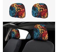 HCBPWVQA Rainbow Leopard Print Car Headrest Cover 2 PCS, Funny Auto Front Seat Head Rest Protector, Universal Car Headrest Protector Elastic, Personalized Seat Cover Headrest Trim for Most Cars
