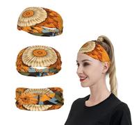 HCBPWVQA Sunflower Surrounded by Butterflies Sports Headbands for Men Women Sweatbands Moisture Wicking Workout Sweat Bands Mens Running Headband Sweat Head Bands for Tennis Stretchy Hairband