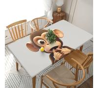 HCBPWVQA The Silent Monkey Table Cloth 5FT Elastic Edge Fitted Table Cover Rectangular Tablecloth Washable Dining Tablecloths Protector for Party, Wedding, Cocktail, Banquet, Festival