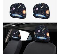 HCBPWVQA The Solar Family Car Headrest Cover 2 PCS, Funny Auto Front Seat Head Rest Protector, Universal Car Headrest Protector Elastic, Personalized Seat Cover Headrest Trim for Most Cars
