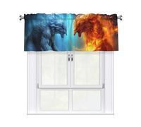 HCBPWVQA Valance Curtains for Kitchen 54x18Inch, Fire VS Ice Art Short Curtain Rod Pocket Window Treatment for Bedroom Living Room Home Decor Valances for Windows, 1 Panel
