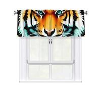 HCBPWVQA Valance Curtains for Kitchen 54x18Inch, Little Fat Tiger Head Short Curtain Rod Pocket Window Treatment for Bedroom Living Room Home Decor Valances for Windows, 1 Panel