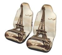HCBPWVQA Vintage Paris Eiffel Tower Butterfly Car Seat Covers for Women Men, 2 Pcs Soft Breathable Car Seat Cushion Universal Auto Front Seats Protector Fits for Car, SUV Sedan,Truck