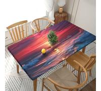 HCBPWVQA Warm Twilight Table Cloth 5FT Elastic Edge Fitted Table Cover Rectangular Tablecloth Washable Dining Tablecloths Protector for Party, Wedding, Cocktail, Banquet, Festival