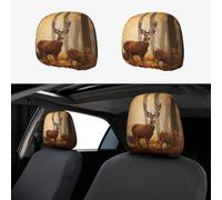 HCBPWVQA White Tail Deer Car Headrest Cover 2 PCS, Funny Auto Front Seat Head Rest Protector, Universal Car Headrest Protector Elastic, Personalized Seat Cover Headrest Trim for Most Cars