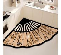 HCBUTAE Kitchen Floor Mat, Bath Rug Non-Slip, Large Door Mat Size 50~140 cm Optional, Folding Fan Shape, Chinese Retro Style(Butterflies,100 * 100 cm)