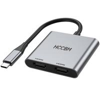 HCCBM USB C to Dual HDMI Adapter, 2 in 1 USB C Adapter with 2 HDMI Ports, 4K@60Hz for Laptop, Dell, HP, Lenovo, Surface, Thinkpad, etc.
