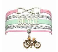 HCChanshi Bicycle Bracelet - Infinity Love Bike Bracelet Cycle Gifts For Riders, Cycling Lovers, Bike Sport Lovers, Cyclist, Party, adjust 6.5-8.5 inches, Leather, alloy charm