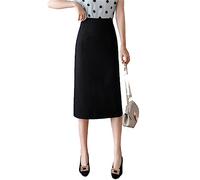 Hcclijo Women Skirts A-Line Midi Skirt High Waist Back Split Straight Woman Skirts Black M