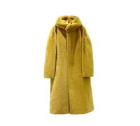 Hcclijo Women Winter Long Faux Mink Fur Coat Pink Plush Coat Thick Fake Fur Jacket Overcoat Fluffy Jacket yellow fur coat L