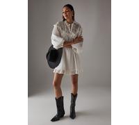 HCD Cotton Lace Insert Mini Smock Dress Warehouse Cream 12