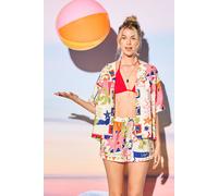HCD Postcard Print Drawstring Waist Shorts Warehouse Multi 12
