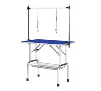 Hcduvso Pet Dog Grooming Table, Foldable Stainless Steel Frame Pet Drying Grooming Table, Adjustable Professional Bathing Desk for Dogs at Home, Noose, Mesh Tray (46in)