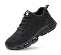HCDZF Breathable Summer Safety Trainers Mens Steel Toe Cap Shoes Anti Smashing Puncture Proof Safety Work Shoes,Black,5 UK