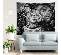 HCDZF Lil Peep Wall Hanging Tapestry Black and White Tapestry Home Decoration and Garland Event Banners For Bedroom Banners Decoration(L:78ʺ × 59ʺ)