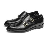 HCDZF Men's Leather Monk Strap Dress Shoes Formal Business Shoes Black