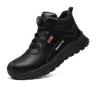 HCDZF Mens Safety Shoes Waterproof Work Boots Work Shoes Anti-Puncture Steel Toe Shoes Sneakers,Black,7.5 UK