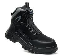 HCDZF Men's Safety Shoes Work Boots Steel Toe Shoes Puncture-Proof Safety Boots,Black,9.5 UK