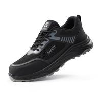 HCDZF Men's Safety Trainers Summer Steel Toe Cap Insulation 10KV Lightweight Work Shoes,Black,9.5 UK