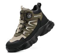 HCDZF Safety Boots Men Work Sneakers Steel Toe Protective Boots Anti-Smash Anti-Puncture Work Shoes,Green,10.5 UK