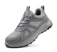 HCDZF Safety Shoes Mens Anti Smashing and Anti Piercing Work Shoes Steel Toe Shoes,Grey,10.5 UK