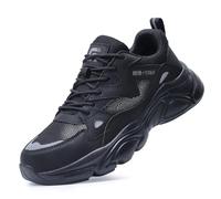 HCDZF Safety Trainers Men's Steel Toe Cap Trainers for Mens Women Comfortable Safety Shoes Work Sneakers,Black,7.5 UK