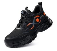 HCDZF Safety Trainers Mens Womens Steel Toe Cap Trainers Lightweight Work Safety Shoes Breathable Non Slip,Black,7.5 UK