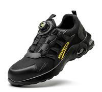 HCDZF Safety Trainers Mens Womens Steel Toe Cap Trainers Lightweight Work Safety Shoes Breathable Non Slip,Black,6.5 UK