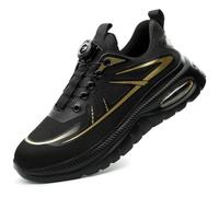 HCDZF Steel Toe Cap Trainers Mens Womens Breathable Lightweight Safety Work Shoes,Black,6.5 UK