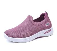 HCDZF Women's Knit Slip on Mesh Shoes Casual Walking Sneakers,Purple,4 UK