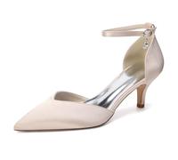 HCDZF Women's Satin Wedding Shoes Kitten Heel Ankle Strap Dress Party Pumps