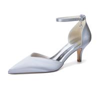 HCDZF Women's Satin Wedding Shoes Kitten Heel Ankle Strap Dress Party Pumps