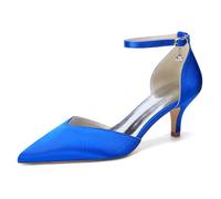 HCDZF Women's Satin Wedding Shoes Kitten Heel Ankle Strap Dress Party Pumps